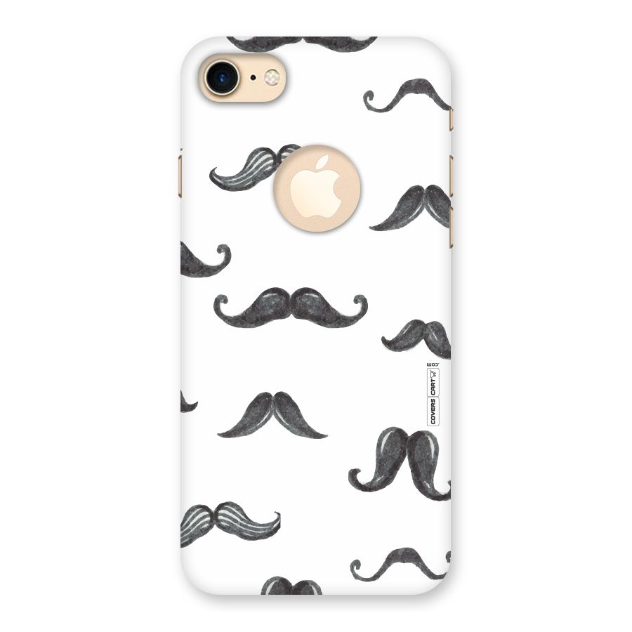 Moustache Pattern (Black) Back Case for iPhone 7 Logo Cut