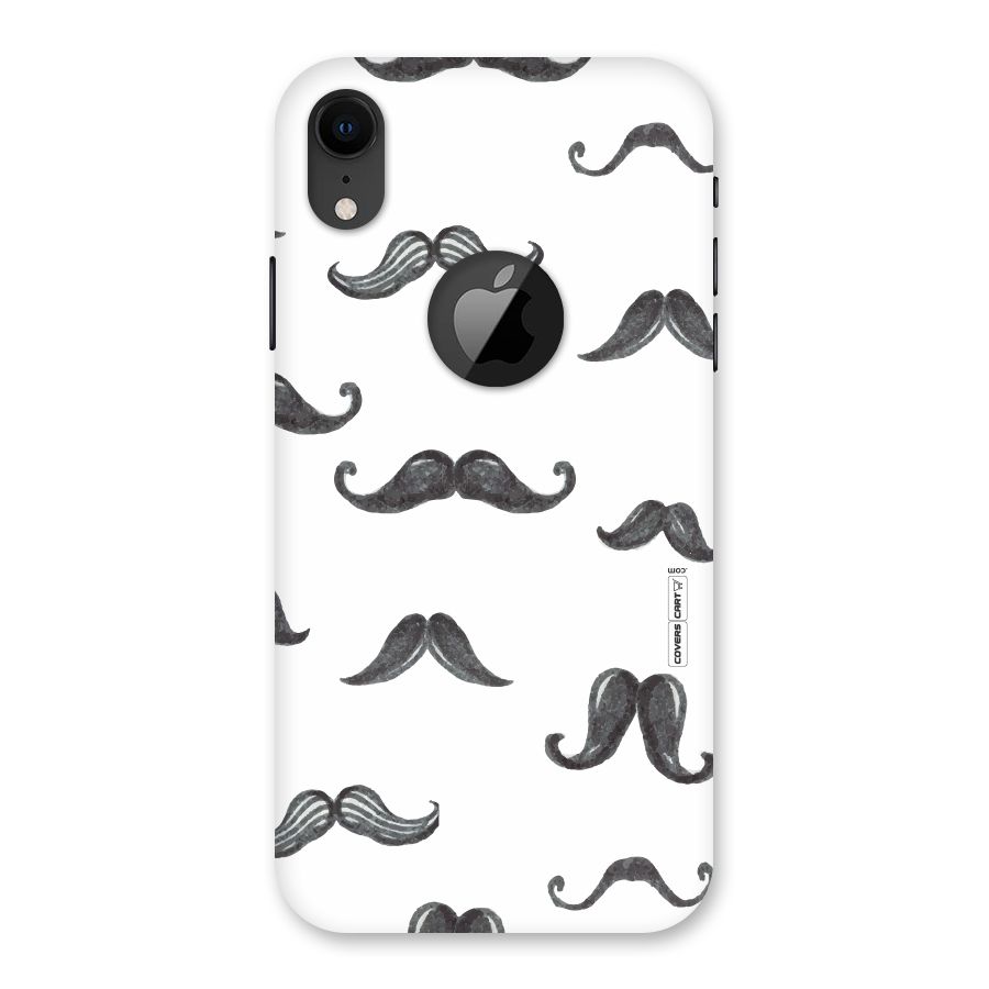 Moustache Pattern (Black) Back Case for iPhone XR Logo Cut