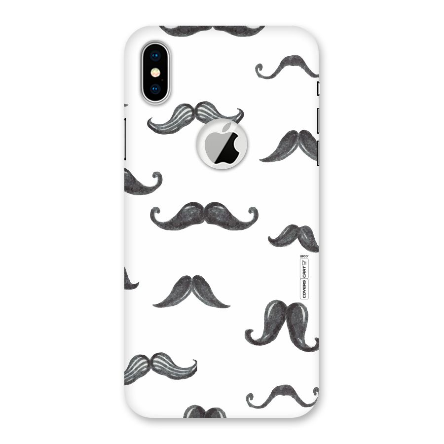 Moustache Pattern (Black) Back Case for iPhone X Logo Cut