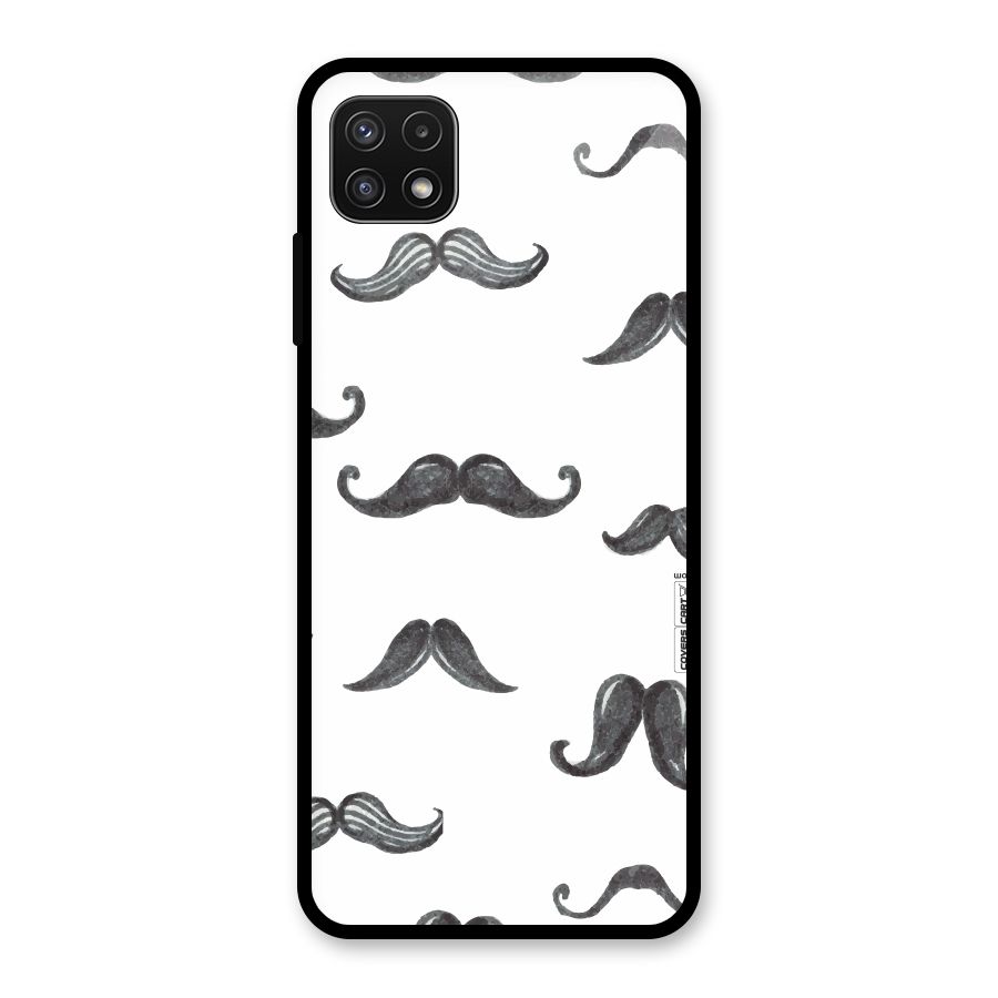 Moustache Pattern (Black) Glass Back Case for Galaxy A22 5G
