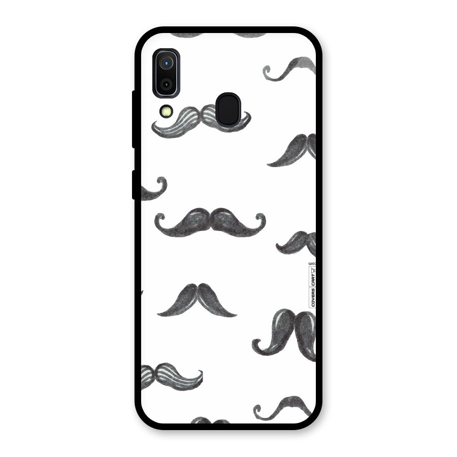 Moustache Pattern (Black) Glass Back Case for Galaxy A30