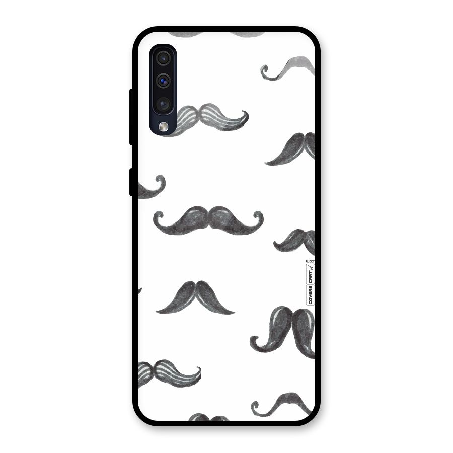 Moustache Pattern (Black) Glass Back Case for Galaxy A50s