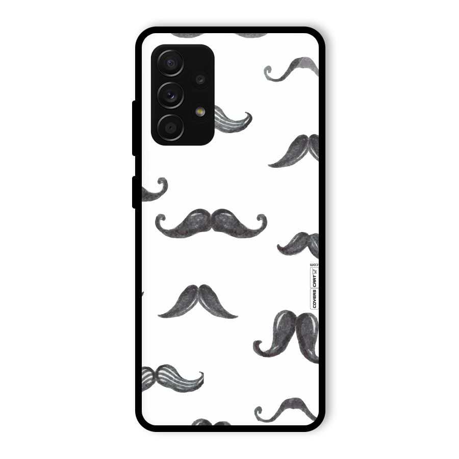 Moustache Pattern (Black) Glass Back Case for Galaxy A53 5G