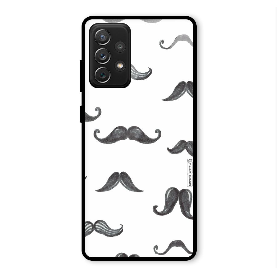 Moustache Pattern (Black) Glass Back Case for Galaxy A72
