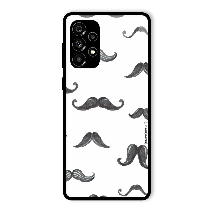 Moustache Pattern (Black) Glass Back Case for Galaxy A73 5G
