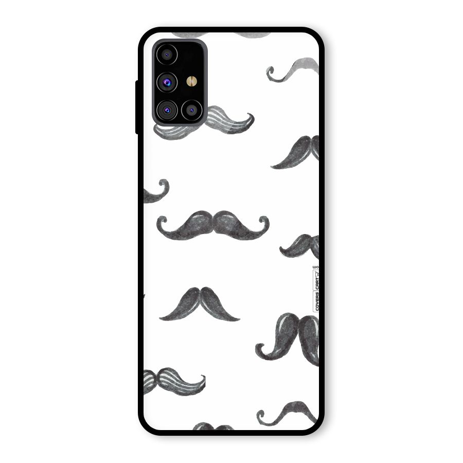 Moustache Pattern (Black) Glass Back Case for Galaxy M31s