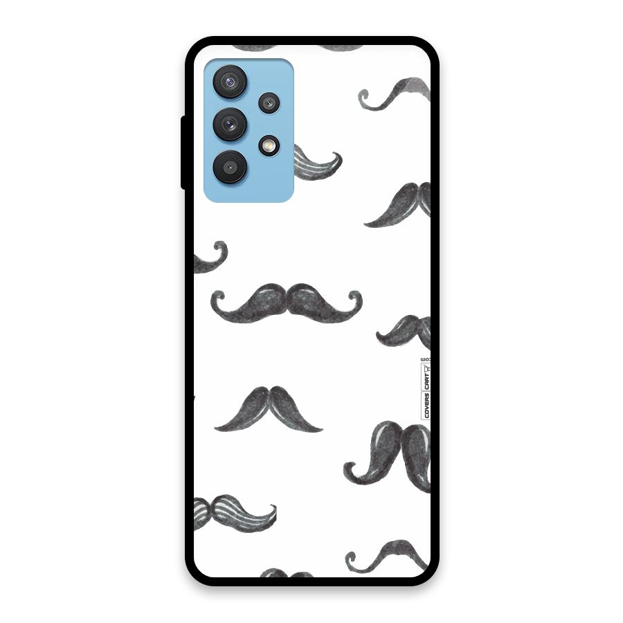Moustache Pattern (Black) Glass Back Case for Galaxy M32 5G