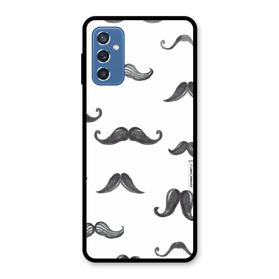 Moustache Pattern (Black) Glass Back Case for Galaxy M52 5G