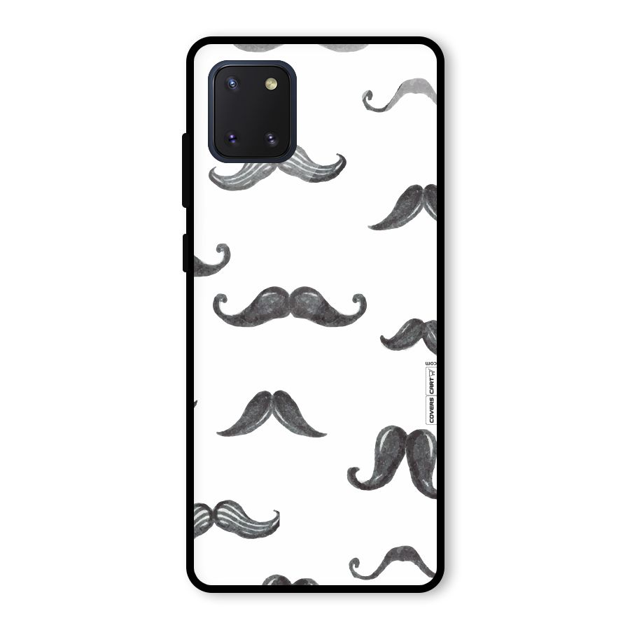 Moustache Pattern (Black) Glass Back Case for Galaxy Note 10 Lite