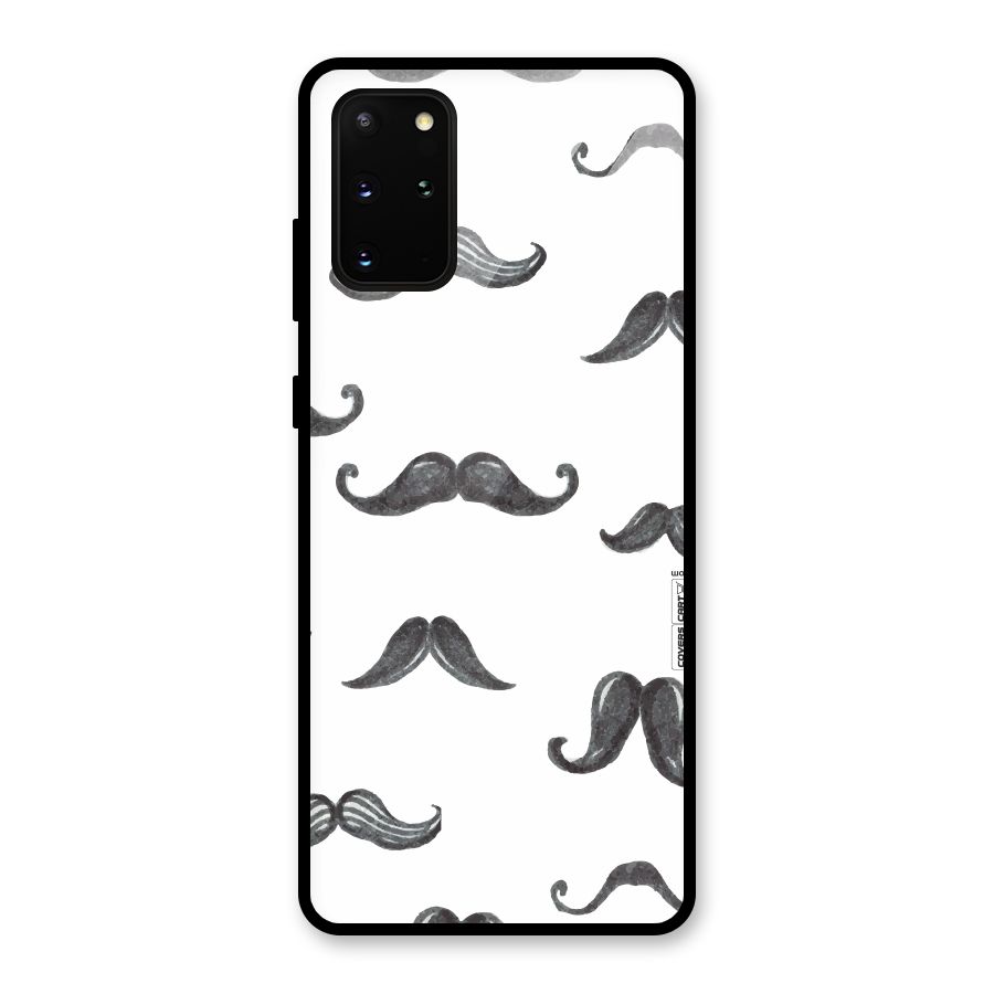 Moustache Pattern (Black) Glass Back Case for Galaxy S20 Plus