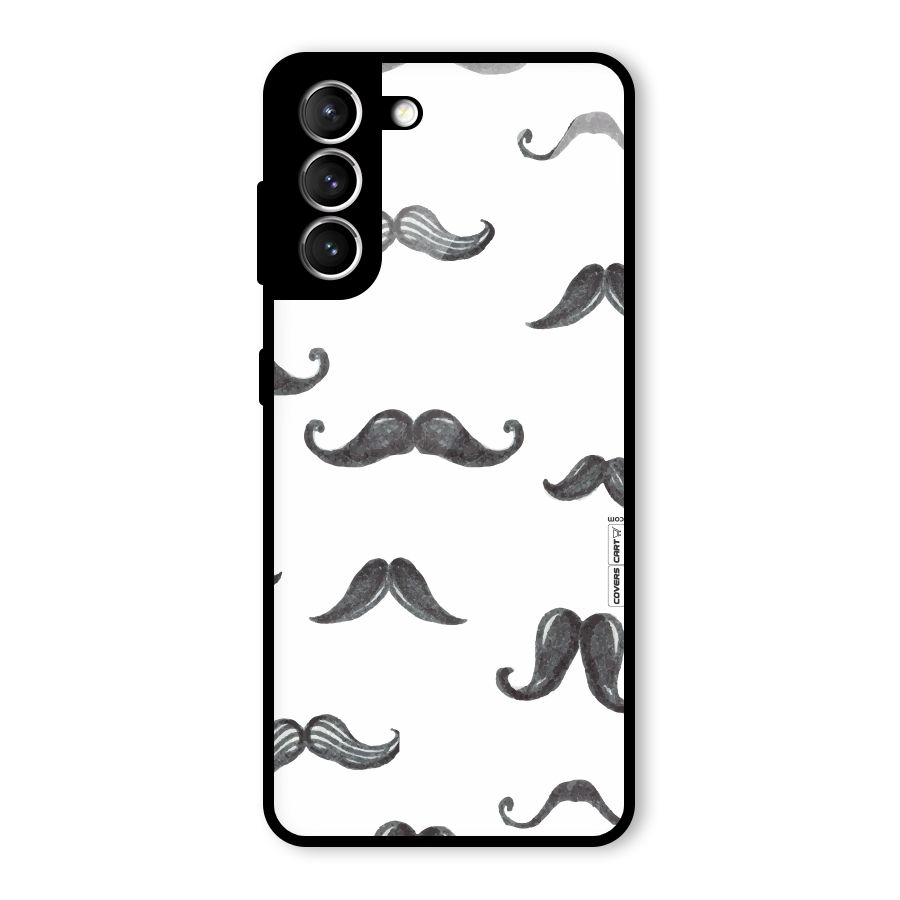 Moustache Pattern (Black) Glass Back Case for Galaxy S21 5G