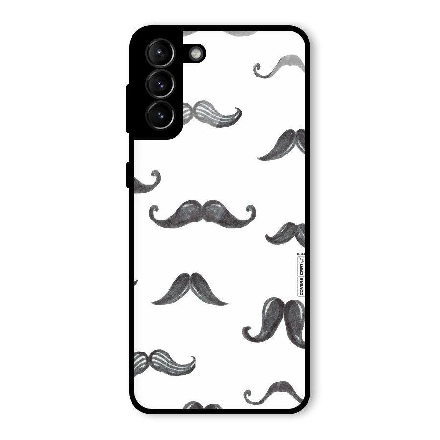 Moustache Pattern (Black) Glass Back Case for Galaxy S21 Plus