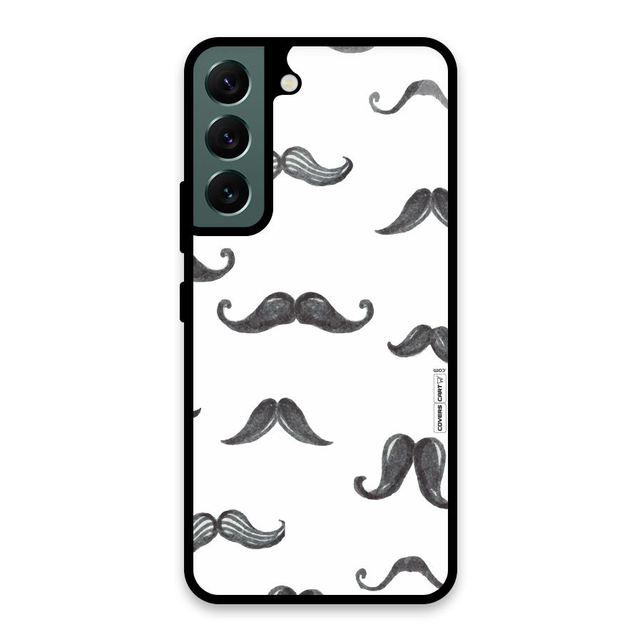 Moustache Pattern (Black) Glass Back Case for Galaxy S22 5G