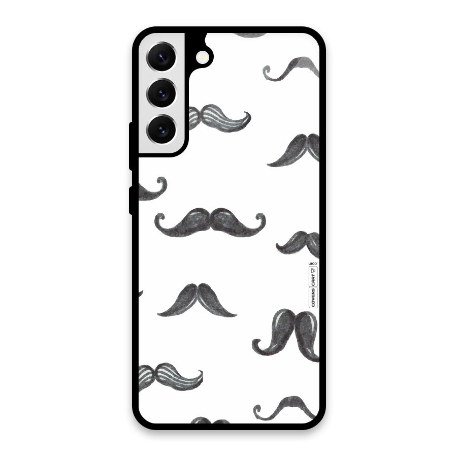 Moustache Pattern (Black) Glass Back Case for Galaxy S22 Plus 5G
