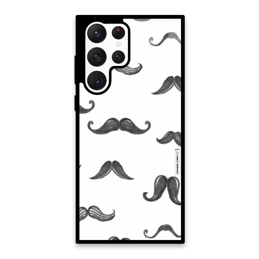 Moustache Pattern (Black) Glass Back Case for Galaxy S22 Ultra 5G