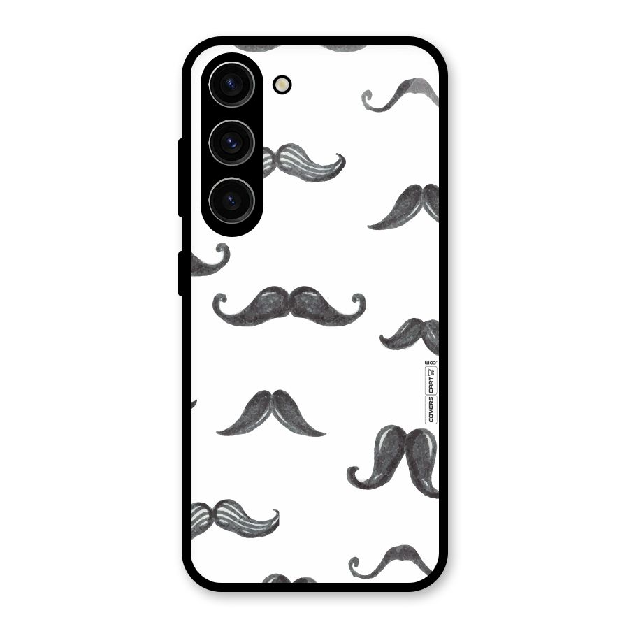 Moustache Pattern (Black) Glass Back Case for Galaxy S23