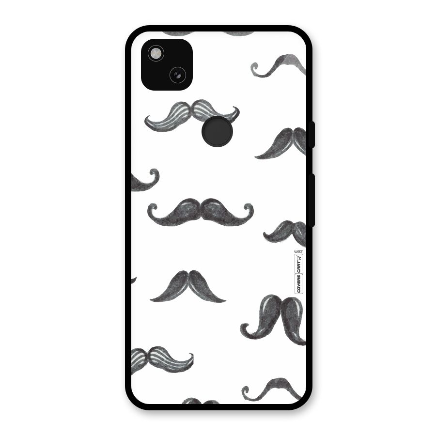 Moustache Pattern (Black) Glass Back Case for Google Pixel 4a