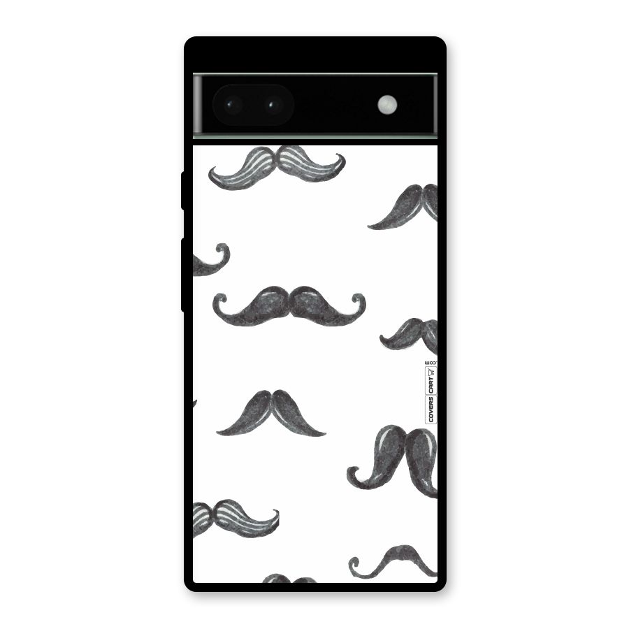 Moustache Pattern (Black) Glass Back Case for Google Pixel 6a