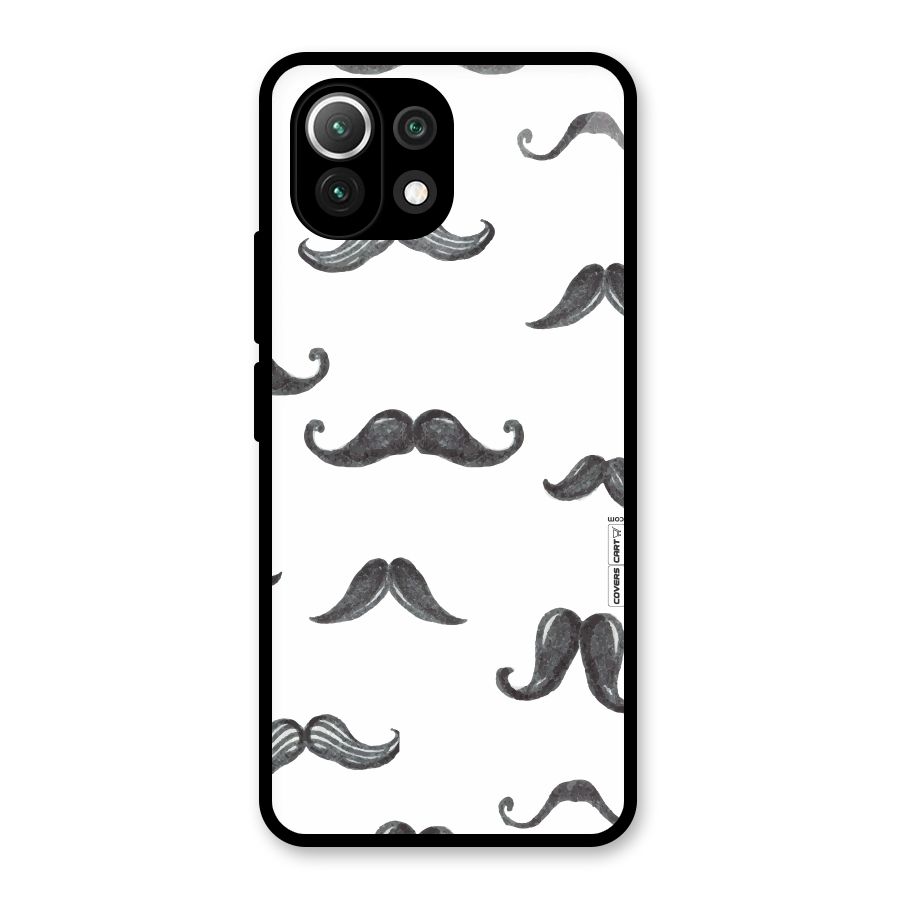 Moustache Pattern (Black) Glass Back Case for Mi 11 Lite NE 5G
