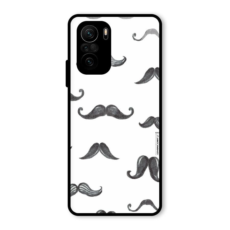 Moustache Pattern (Black) Glass Back Case for Mi 11x