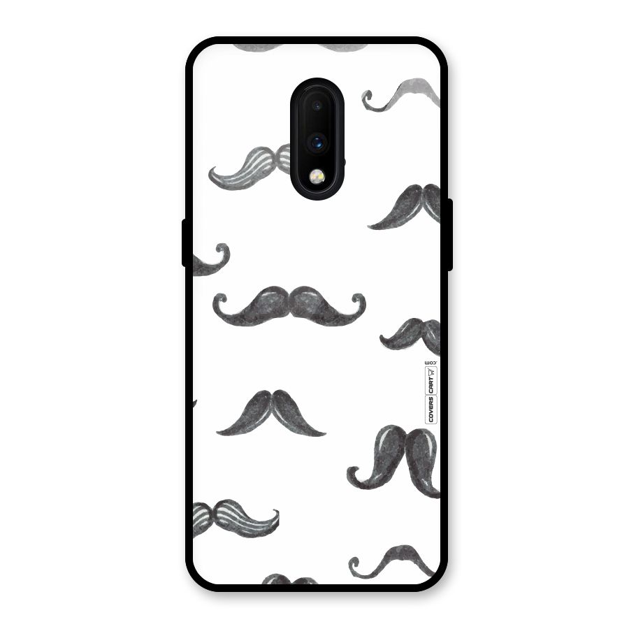Moustache Pattern (Black) Glass Back Case for OnePlus 7