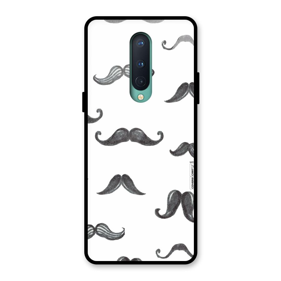 Moustache Pattern (Black) Glass Back Case for OnePlus 8