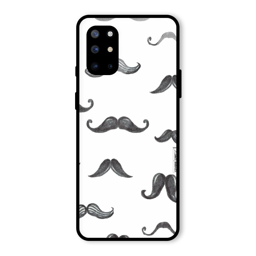 Moustache Pattern (Black) Glass Back Case for OnePlus 8T