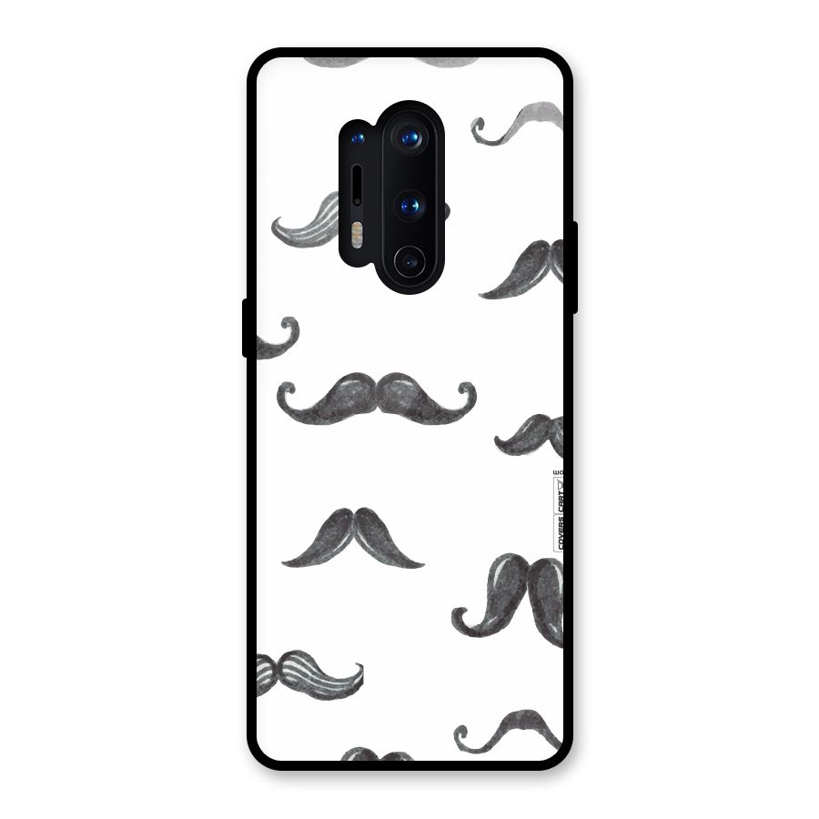 Moustache Pattern (Black) Glass Back Case for OnePlus 8 Pro