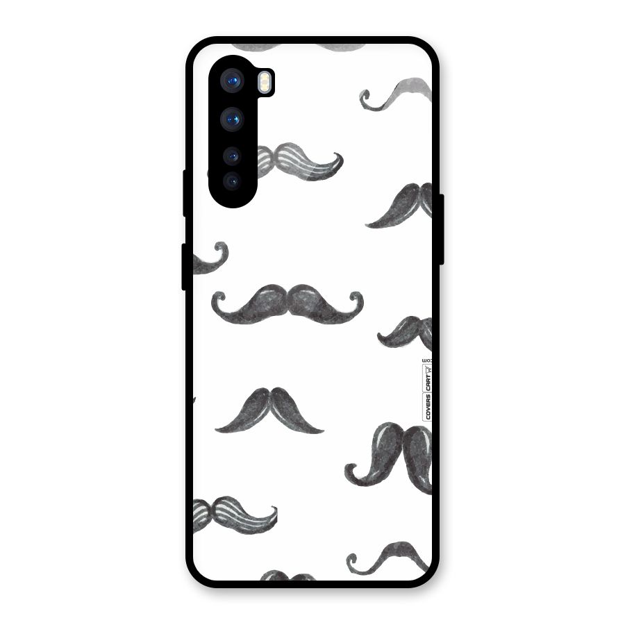 Moustache Pattern (Black) Glass Back Case for OnePlus Nord