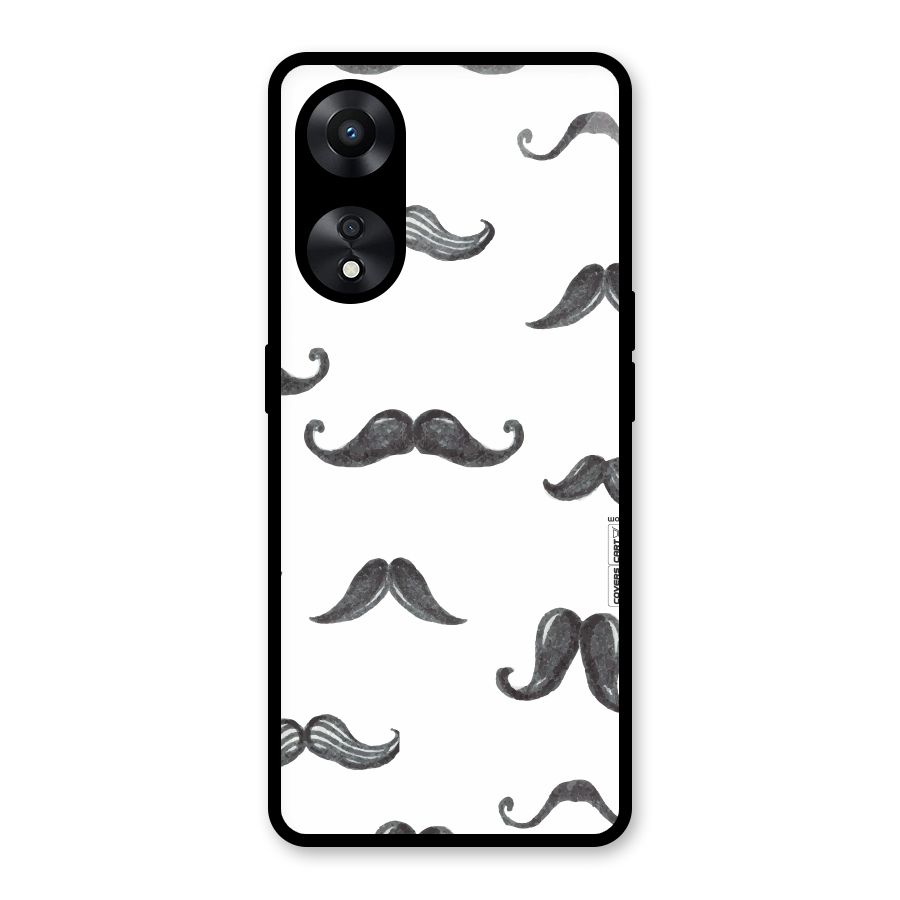 Moustache Pattern (Black) Glass Back Case for Oppo A78