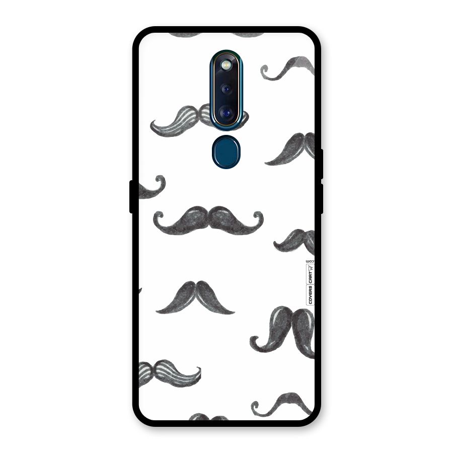 Moustache Pattern (Black) Glass Back Case for Oppo F11 Pro
