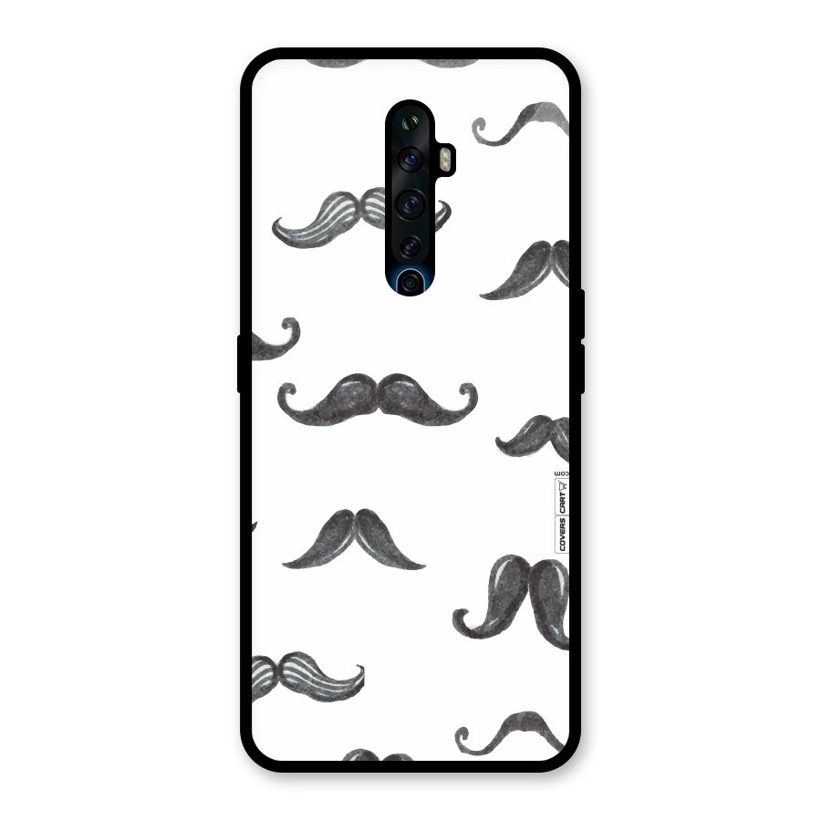 Moustache Pattern (Black) Glass Back Case for Oppo Reno2 F