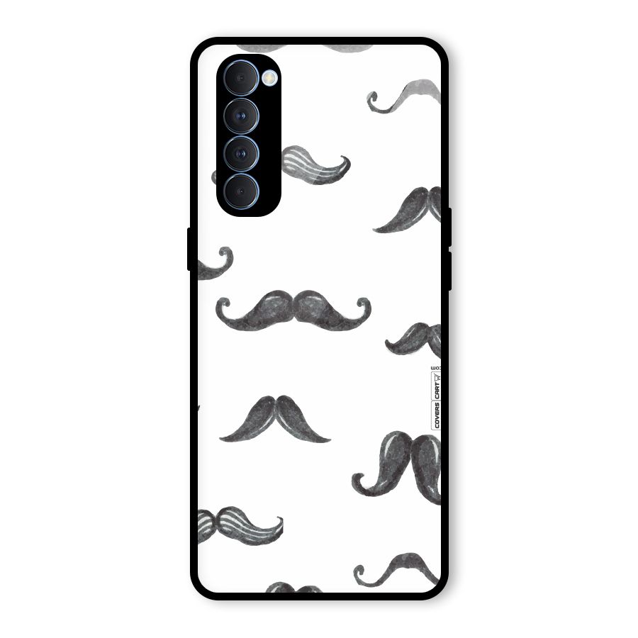 Moustache Pattern (Black) Glass Back Case for Oppo Reno4 Pro