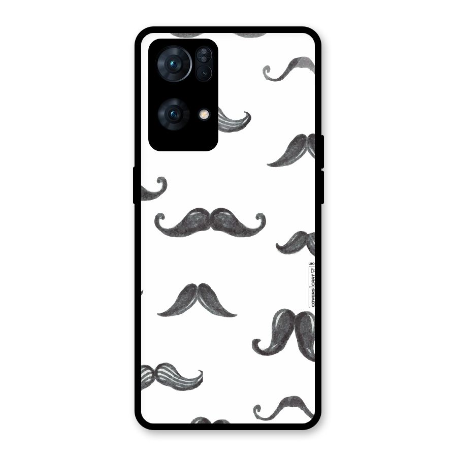 Moustache Pattern (Black) Glass Back Case for Oppo Reno7 Pro 5G