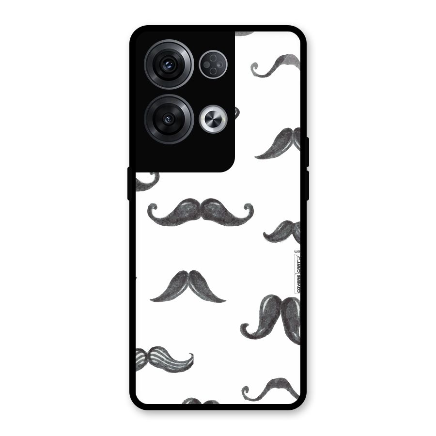 Moustache Pattern (Black) Glass Back Case for Oppo Reno8 Pro 5G