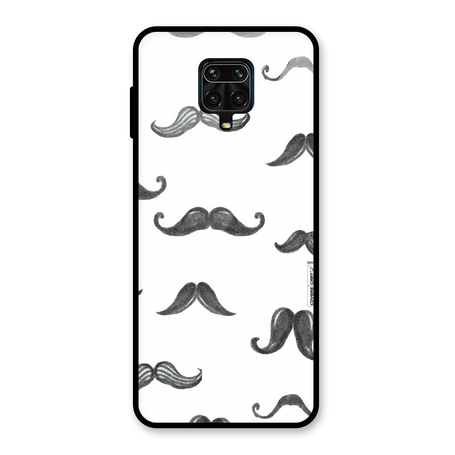 Moustache Pattern (Black) Glass Back Case for Poco M2 Pro