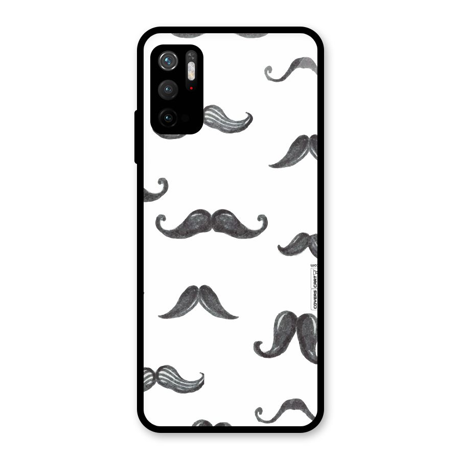 Moustache Pattern (Black) Glass Back Case for Poco M3 Pro 5G