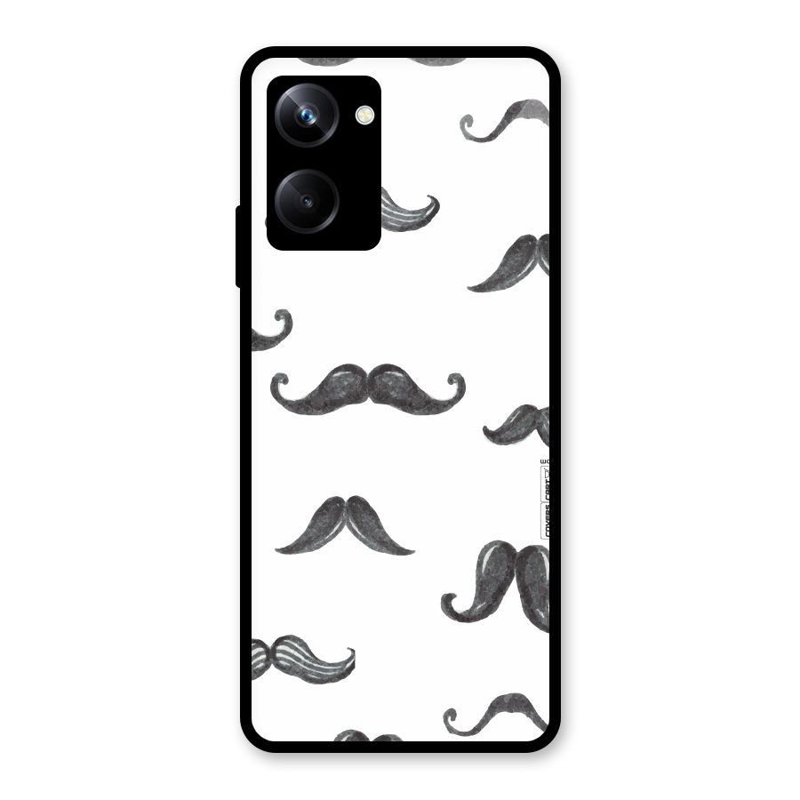 Moustache Pattern (Black) Glass Back Case for Realme 10 Pro