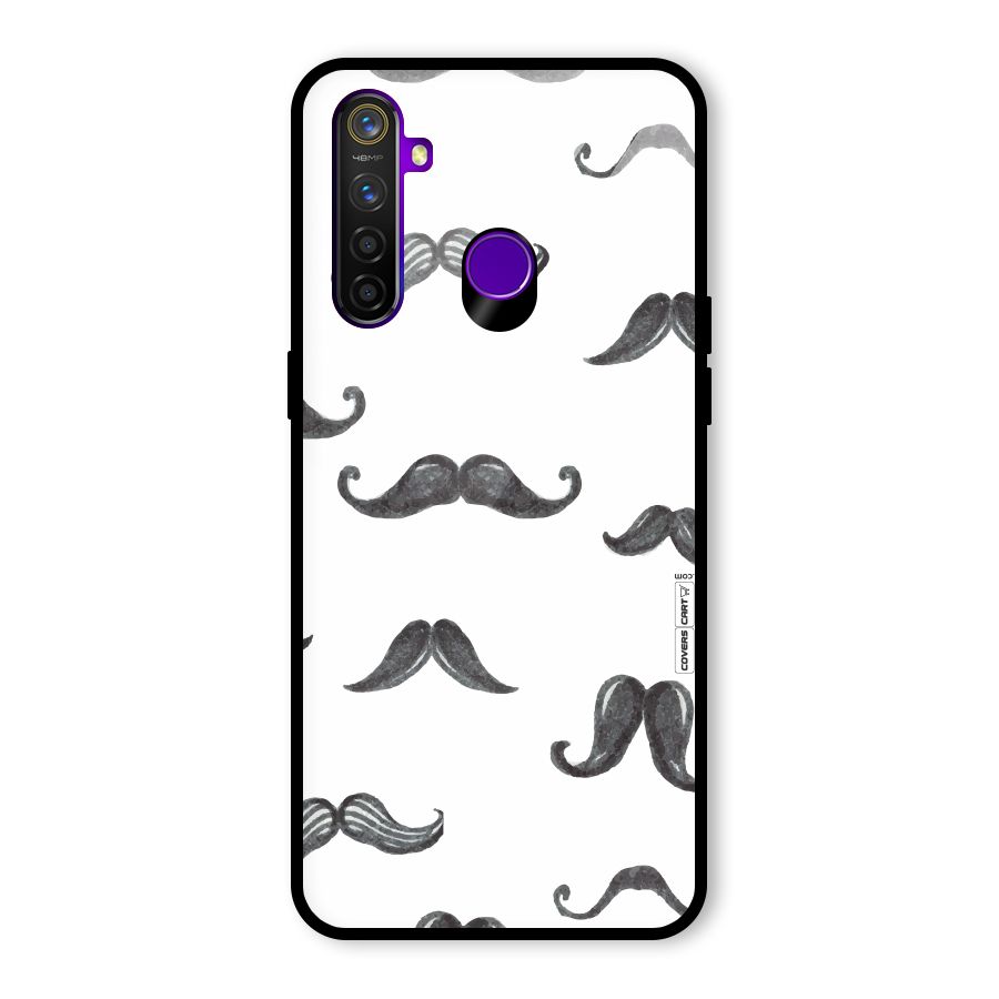 Moustache Pattern (Black) Glass Back Case for Realme 5 Pro