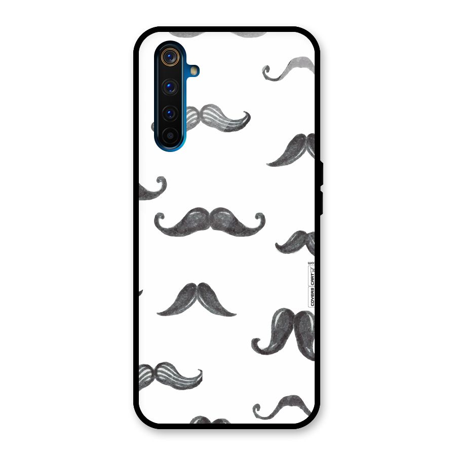 Moustache Pattern (Black) Glass Back Case for Realme 6 Pro