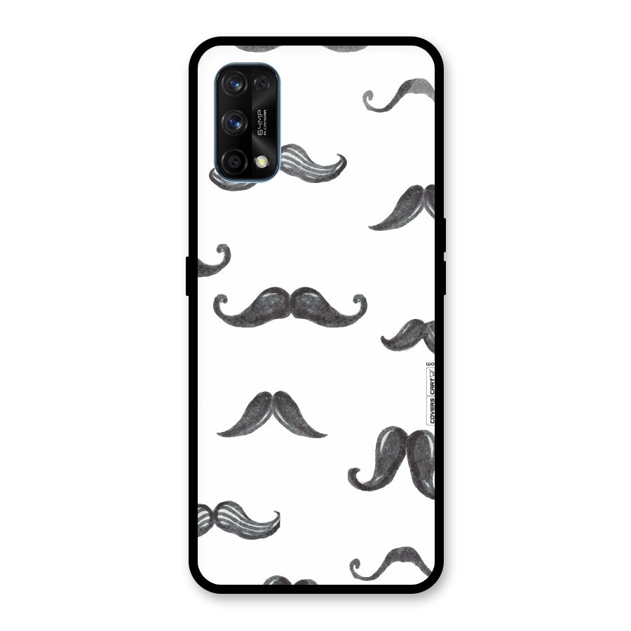 Moustache Pattern (Black) Glass Back Case for Realme 7 Pro