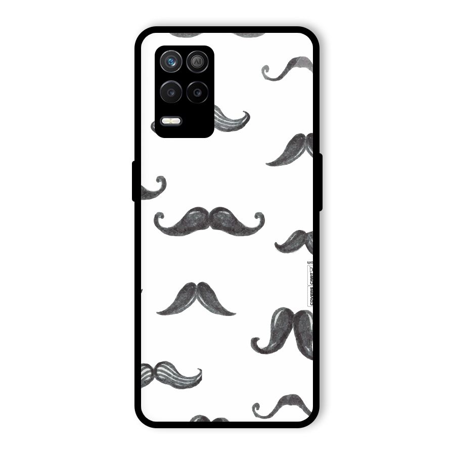 Moustache Pattern (Black) Glass Back Case for Realme 8 5G