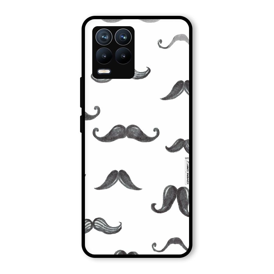 Moustache Pattern (Black) Glass Back Case for Realme 8 Pro