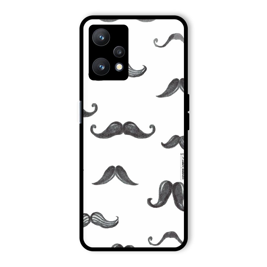 Moustache Pattern (Black) Glass Back Case for Realme 9 Pro 5G