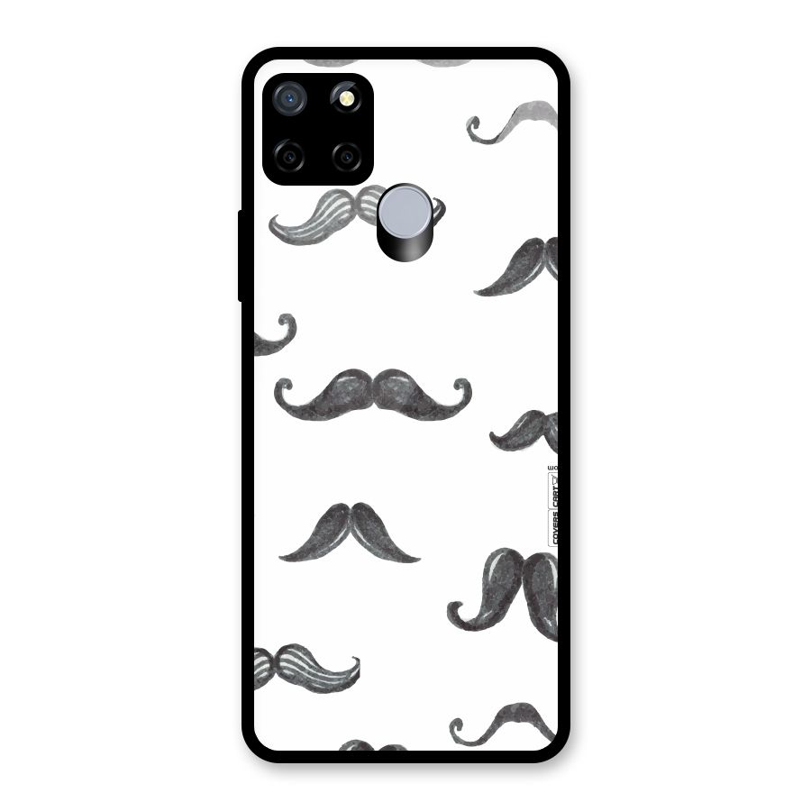 Moustache Pattern (Black) Glass Back Case for Realme C12