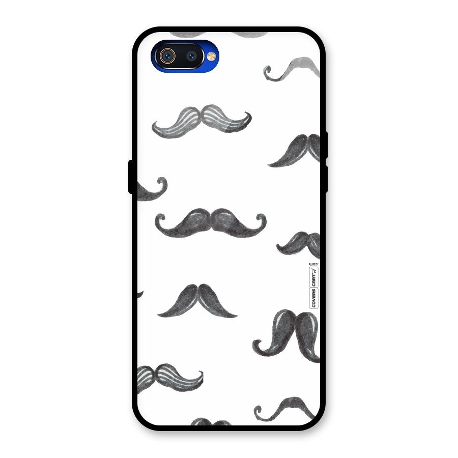 Moustache Pattern (Black) Glass Back Case for Realme C2