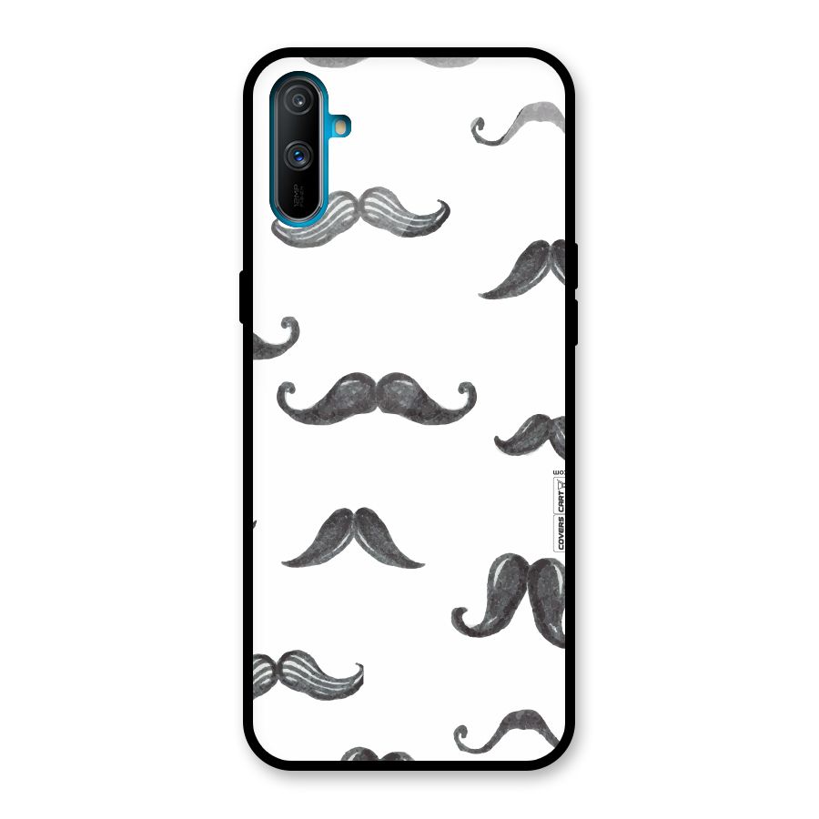 Moustache Pattern (Black) Glass Back Case for Realme C3