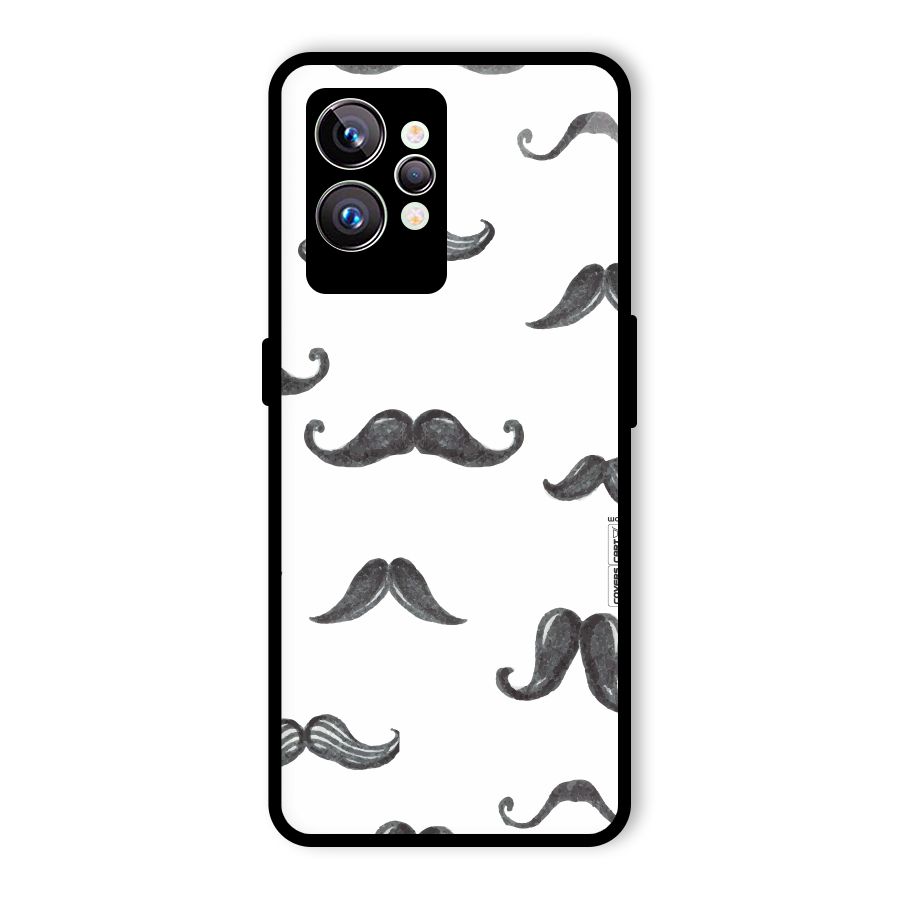 Moustache Pattern (Black) Glass Back Case for Realme GT2 Pro