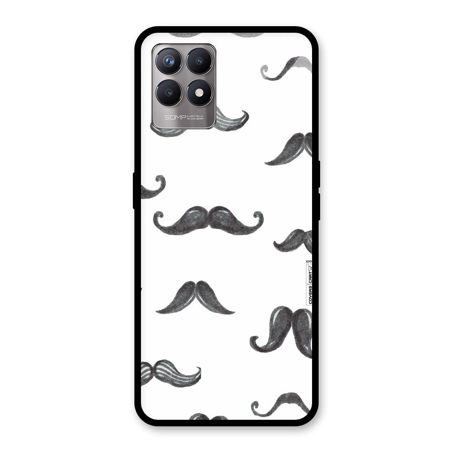 Moustache Pattern (Black) Glass Back Case for Realme Narzo 50