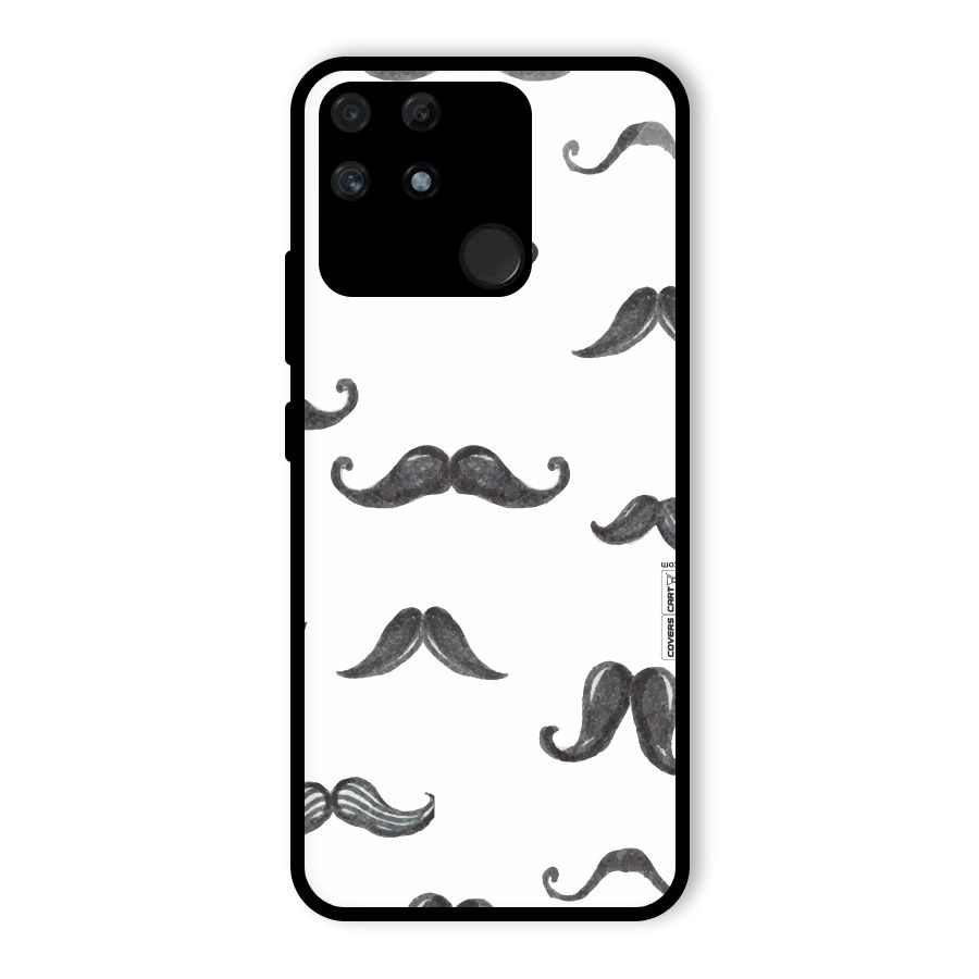 Moustache Pattern (Black) Glass Back Case for Realme Narzo 50A